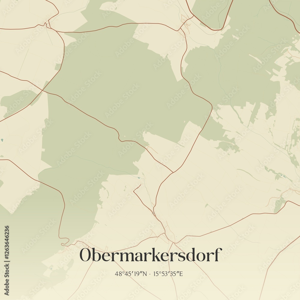 Obraz premium Vintage map of Obermarkersdorf, Austria.