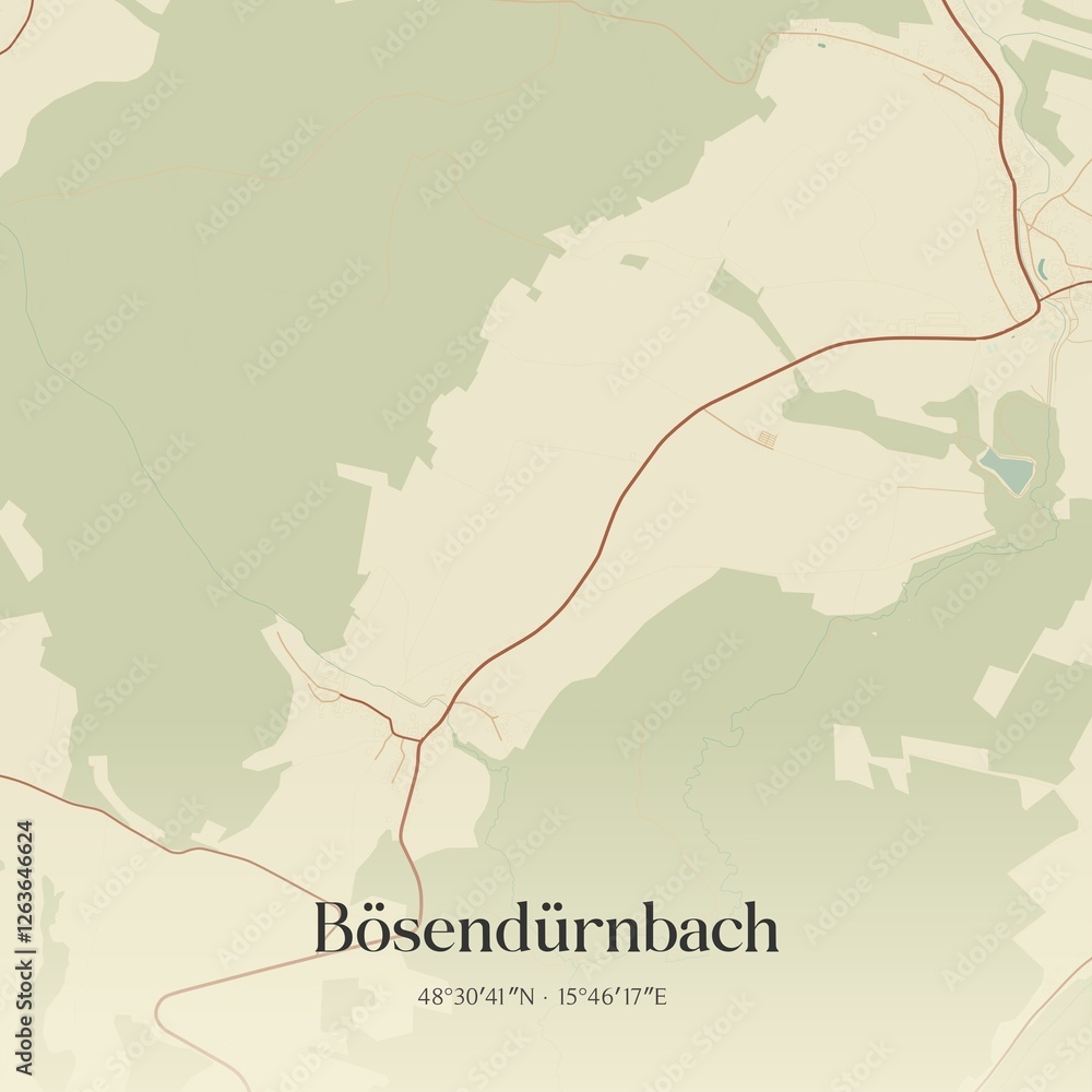 Obraz premium Vintage map of Bösendürnbach, Austria.