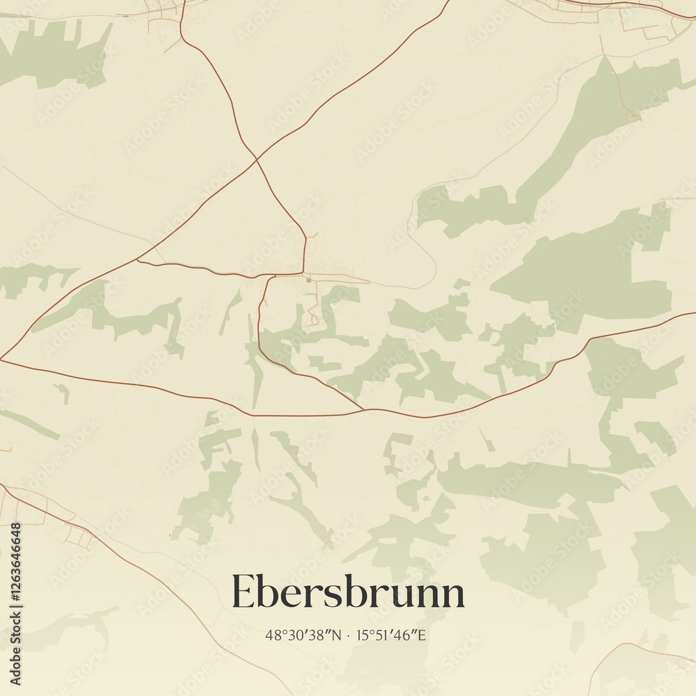 Fototapeta premium Vintage map of Ebersbrunn, Austria.