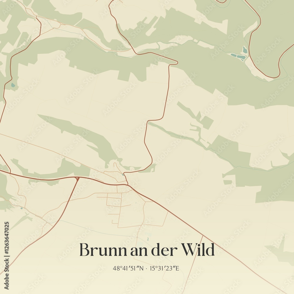 Obraz premium Vintage map of Brunn an der Wild, Austria.