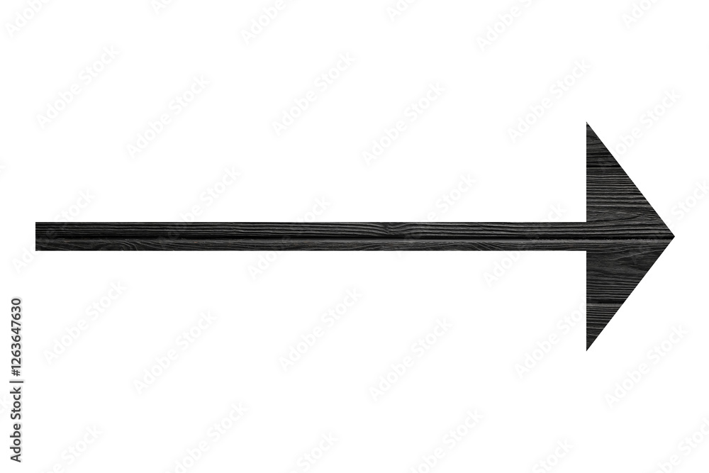 Arrow with black wooden texture isolated on white