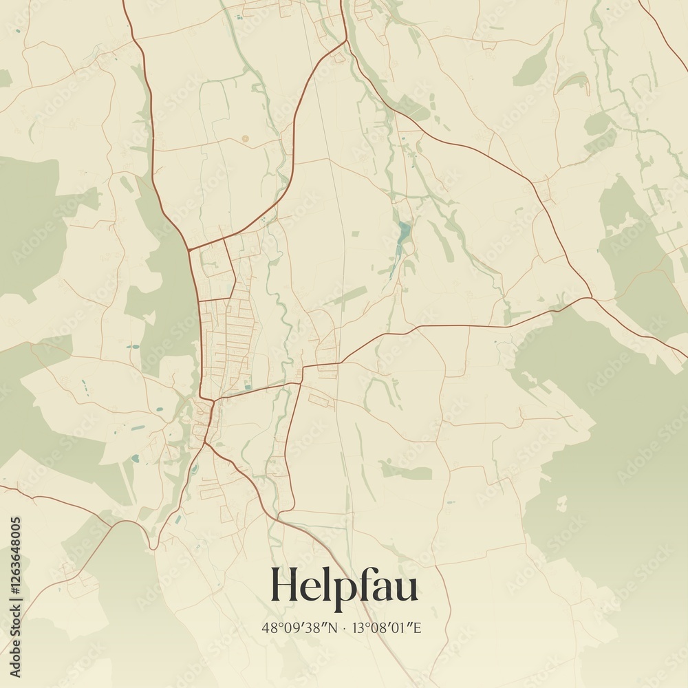 Fototapeta premium Vintage map of Helpfau, Austria.