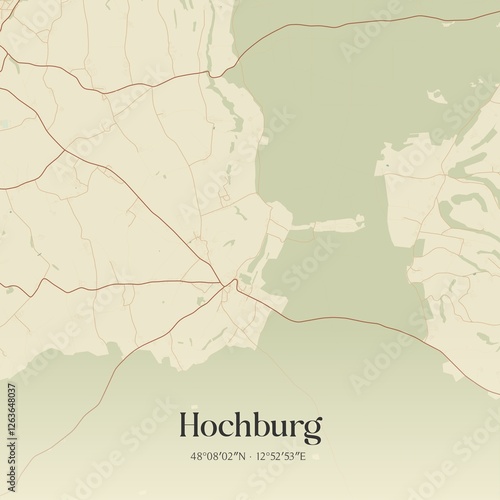 Vintage map of Hochburg, Austria. photo