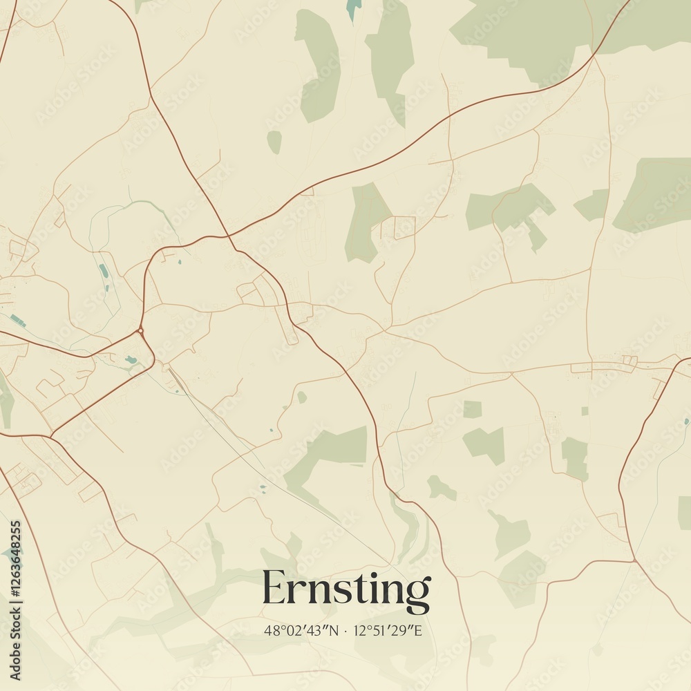 Fototapeta premium Vintage map of Ernsting, Austria.