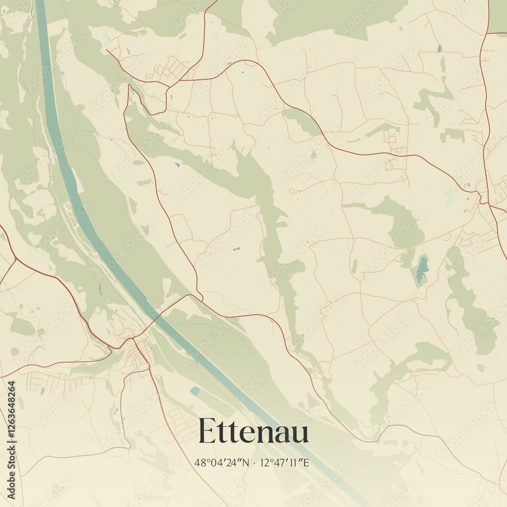 Obraz premium Vintage map of Ettenau, Austria.