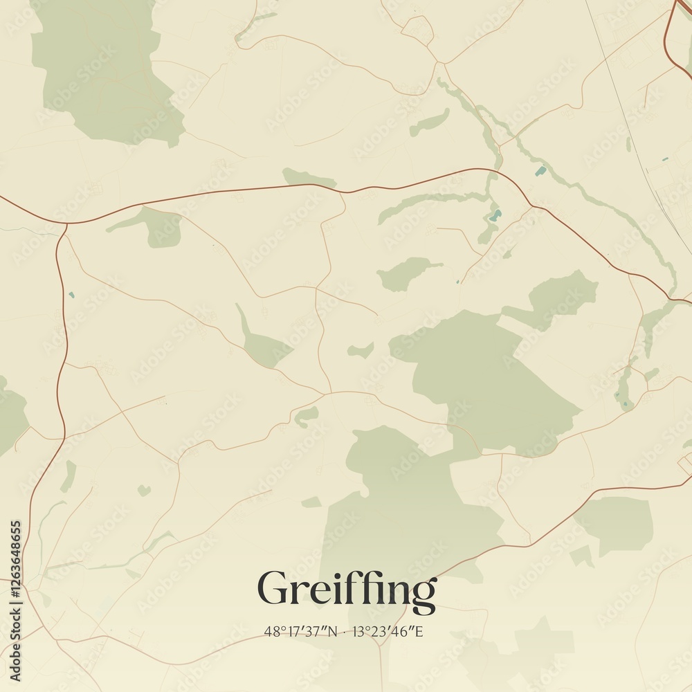 Fototapeta premium Vintage map of Greiffing, Austria.