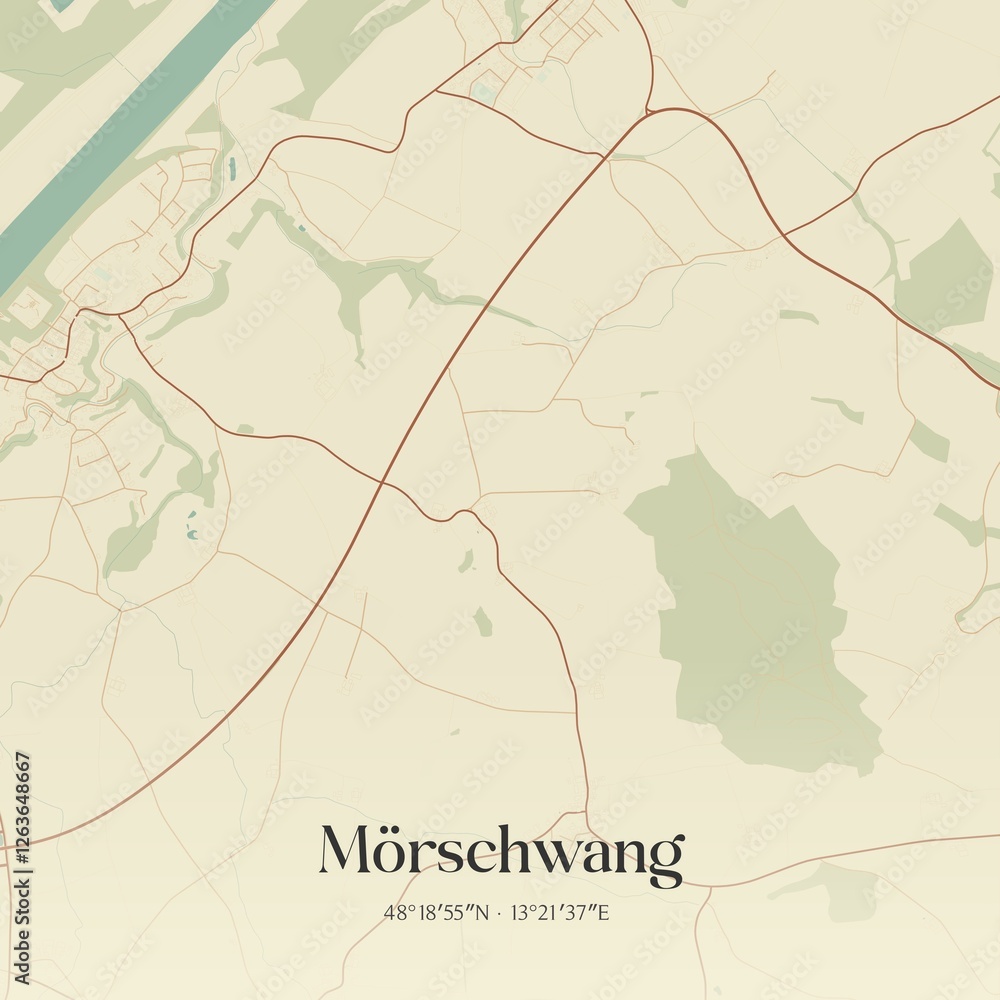 Fototapeta premium Vintage map of Mörschwang, Austria.