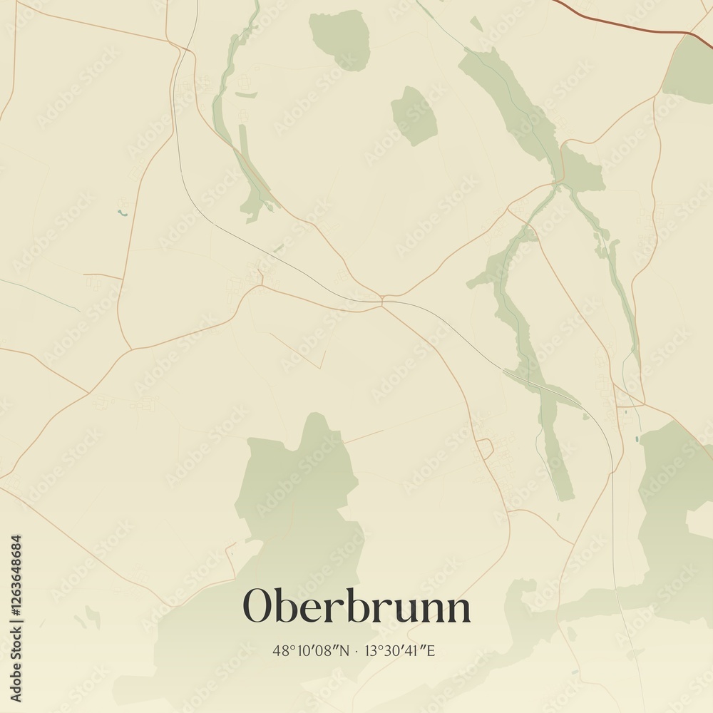 Obraz premium Vintage map of Oberbrunn, Austria.