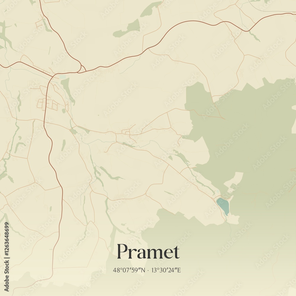 Fototapeta premium Vintage map of Pramet, Austria.