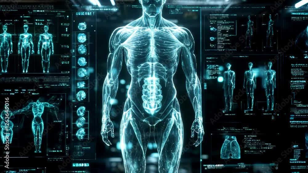 Human Anatomy Hologram: Advanced Medical Technology Visualization Human Anatomy Hologram: Advanced Medical Technology Visualization