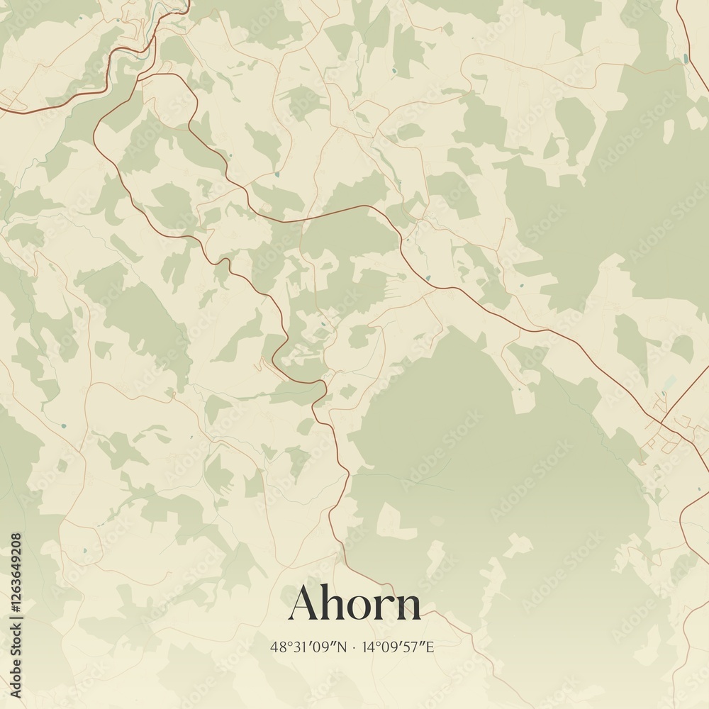Fototapeta premium Vintage map of Ahorn, Austria.