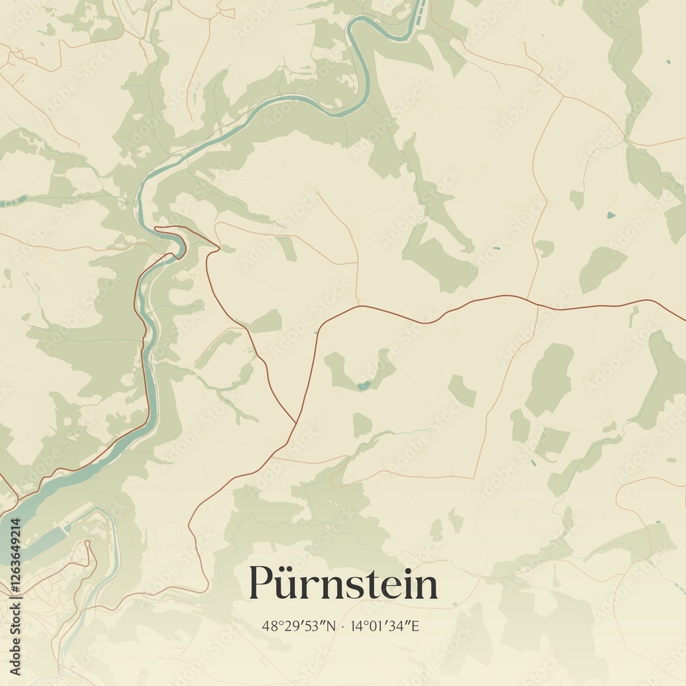Obraz premium Vintage map of Pürnstein, Austria.