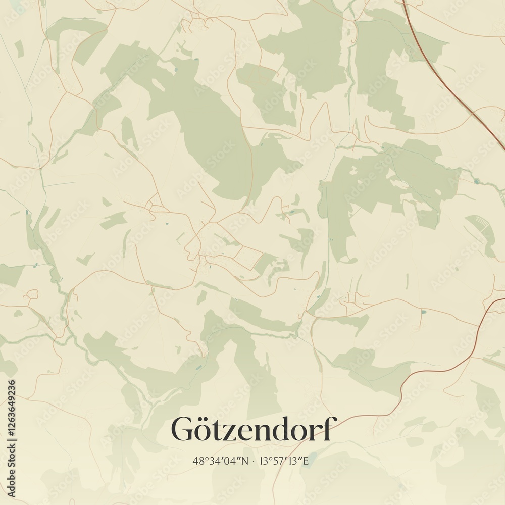 Fototapeta premium Vintage map of Götzendorf, Austria.
