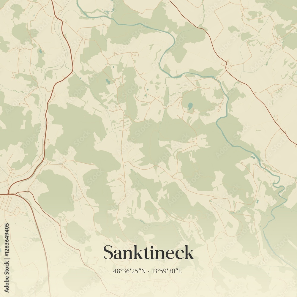 Fototapeta premium Vintage map of Sanktineck, Austria.