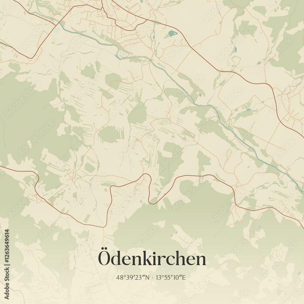 Fototapeta premium Vintage map of Ödenkirchen, Austria.