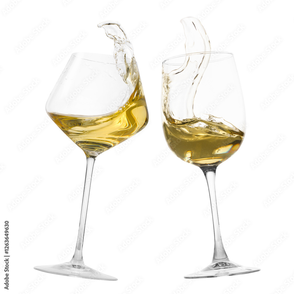 Glasses of splashing wine isolated on white Glasses of splashing wine isolated on white