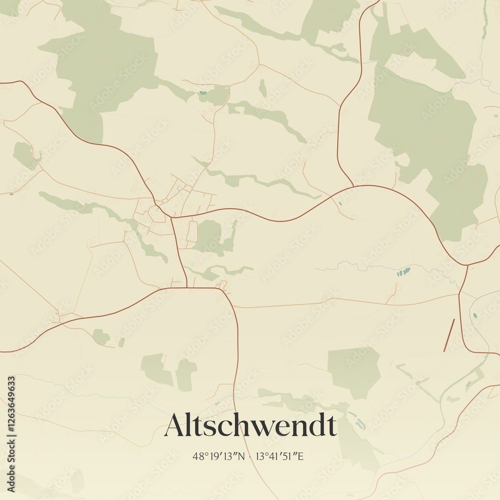 Obraz premium Vintage map of Altschwendt, Austria.