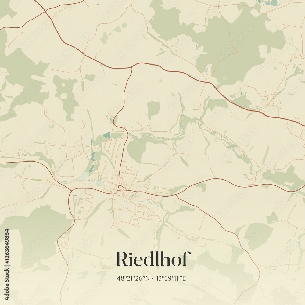 Obraz premium Vintage map of Riedlhof, Austria.