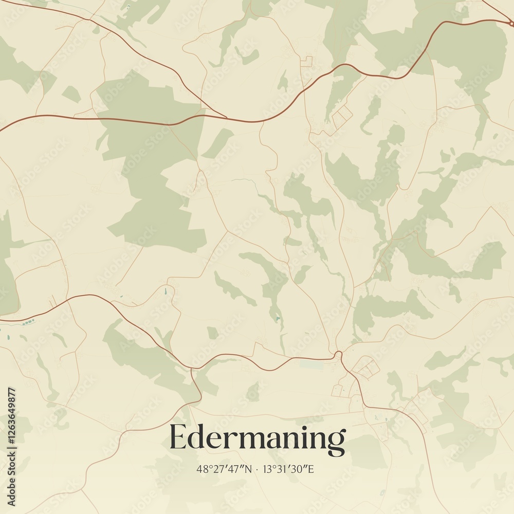 Fototapeta premium Vintage map of Edermaning, Austria.