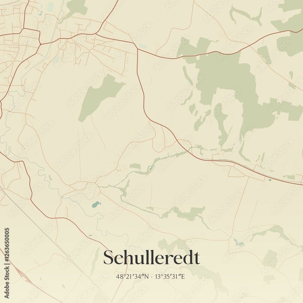 Fototapeta premium Vintage map of Schulleredt, Austria.