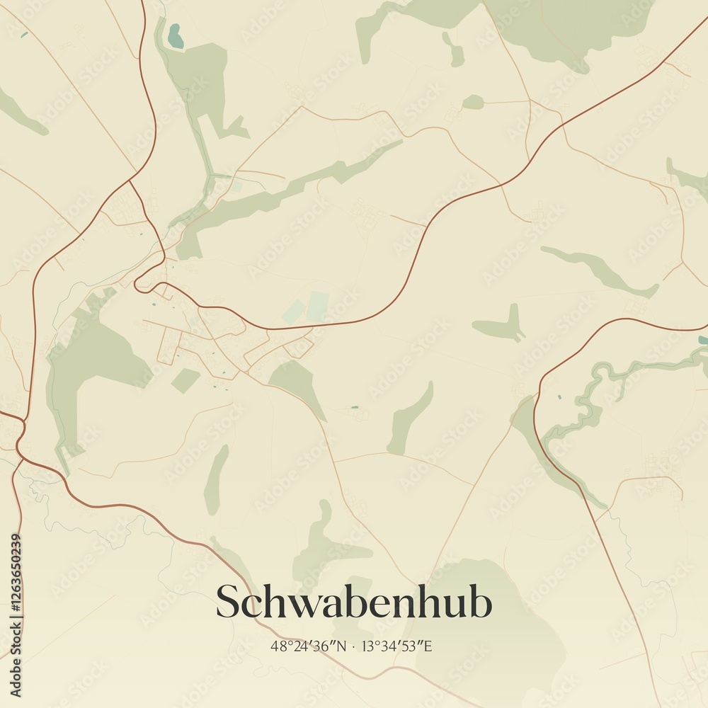 Obraz premium Vintage map of Schwabenhub, Austria.
