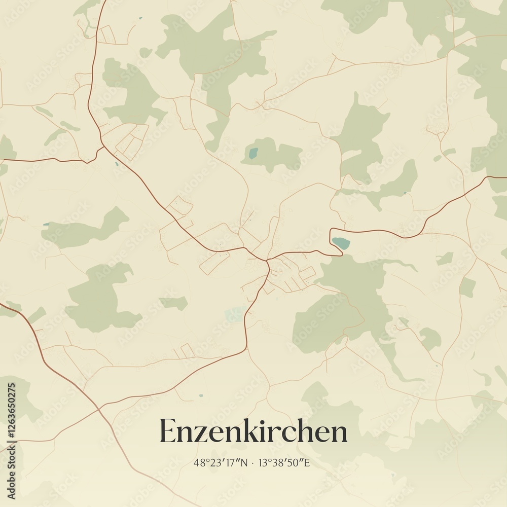 Fototapeta premium Vintage map of Enzenkirchen, Austria.