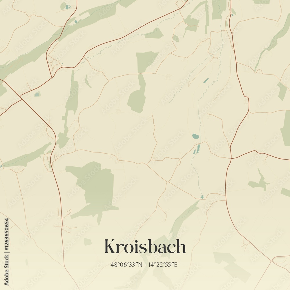 Vintage map of Kroisbach, Austria.