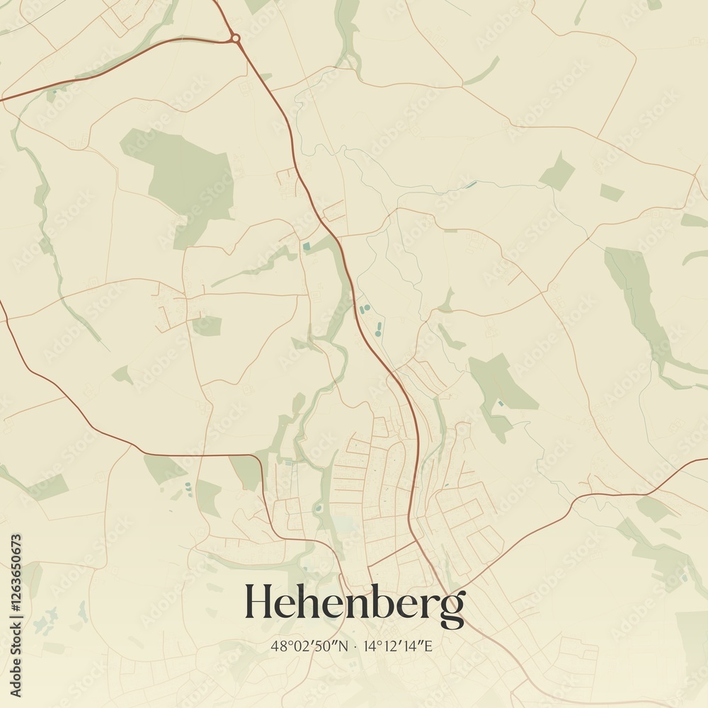 Vintage map of Hehenberg, Austria.