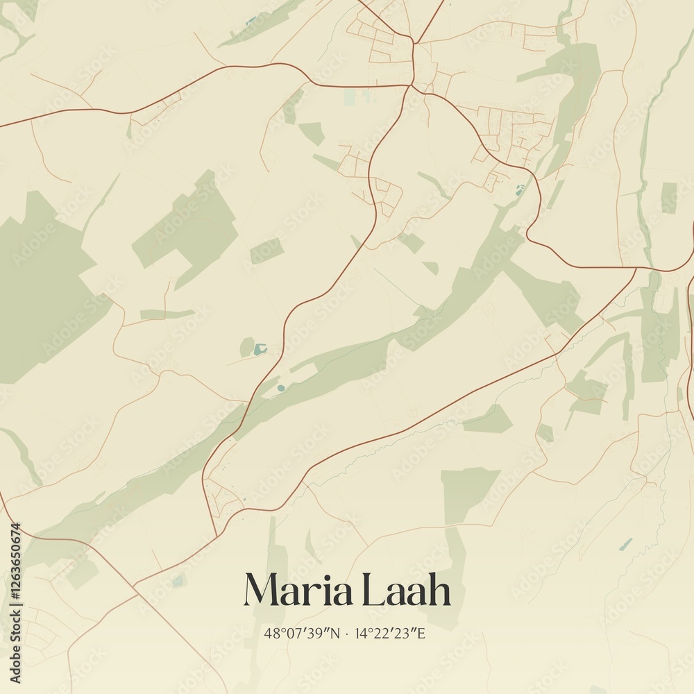 Vintage map of Maria Laah, Austria.