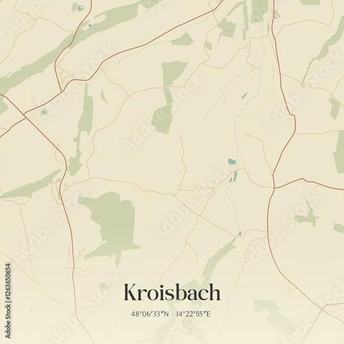 Obraz na płótnie Vintage map of Kroisbach, Austria. w salonie