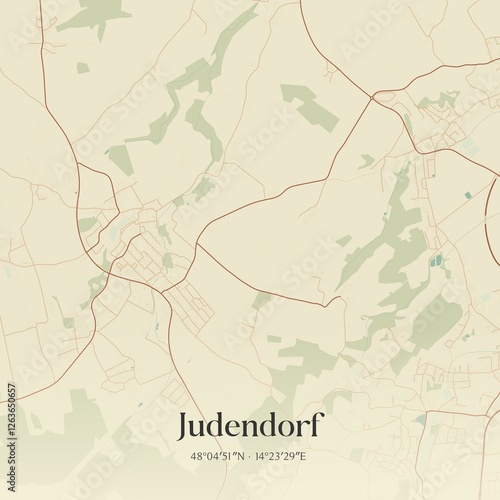 Obraz na płótnie Vintage map of Judendorf, Austria. w salonie