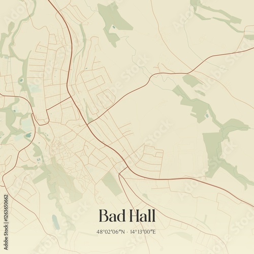 Vintage map of Bad Hall, Austria. photo