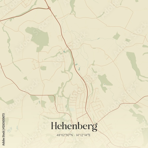 Obraz na płótnie Vintage map of Hehenberg, Austria. w salonie