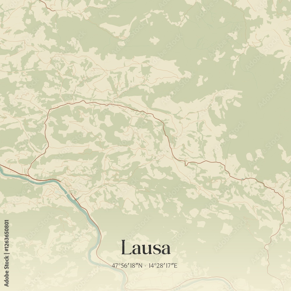 Vintage map of Lausa, Austria.