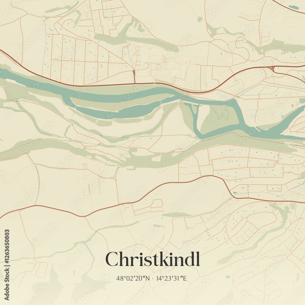 Vintage map of Christkindl, Austria.