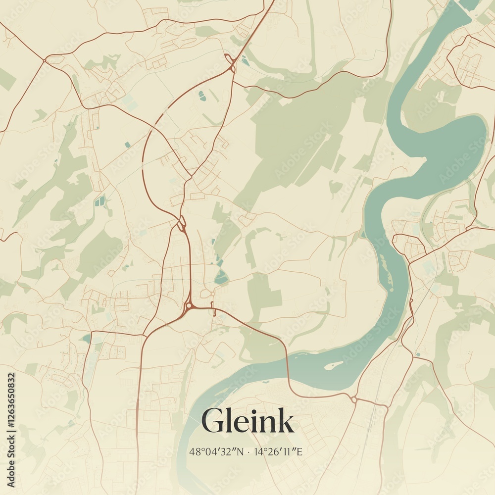 Vintage map of Gleink, Austria.