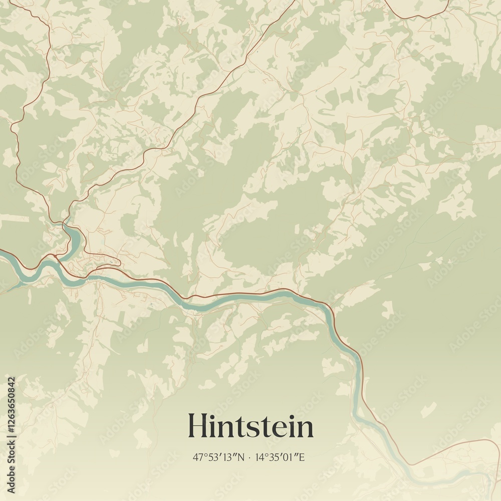 Vintage map of Hintstein, Austria.
