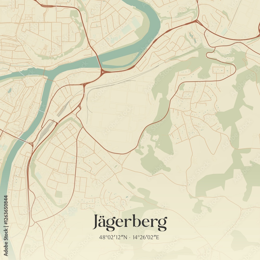 Vintage map of Jägerberg, Austria.