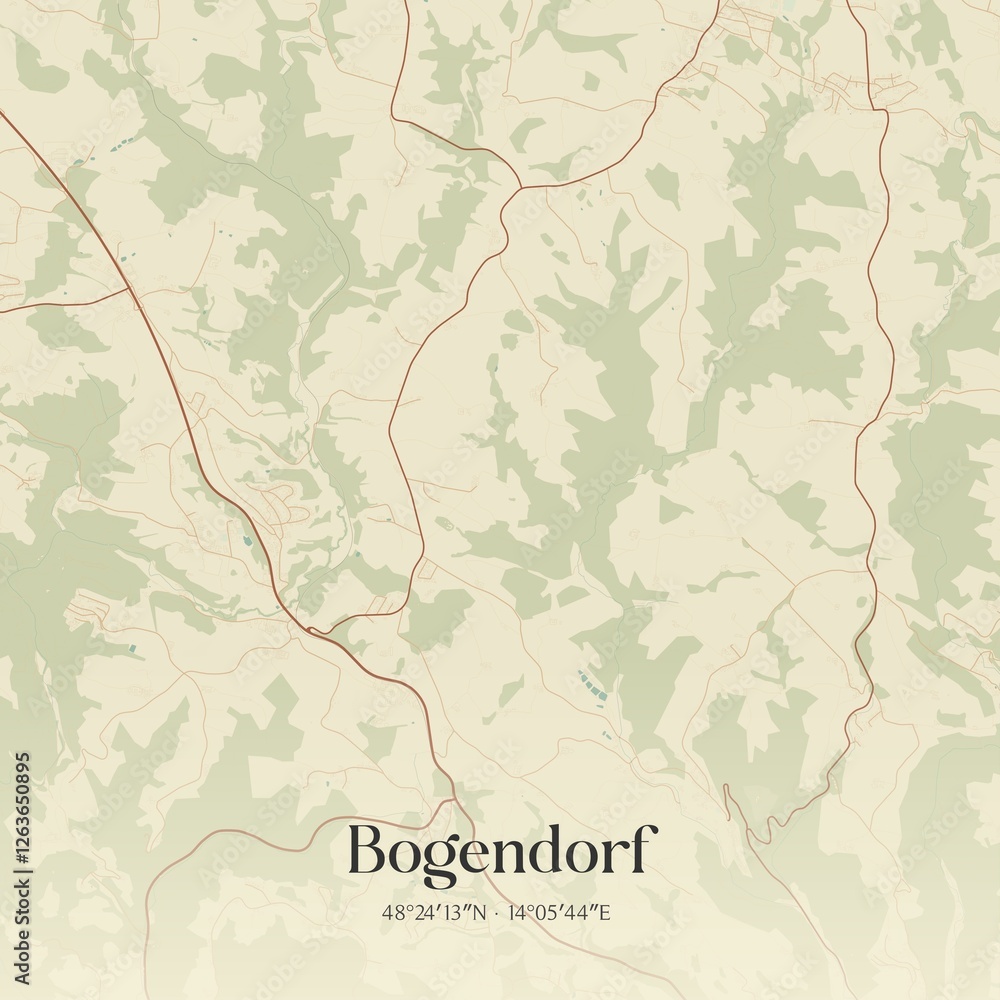 Vintage map of Bogendorf, Austria.