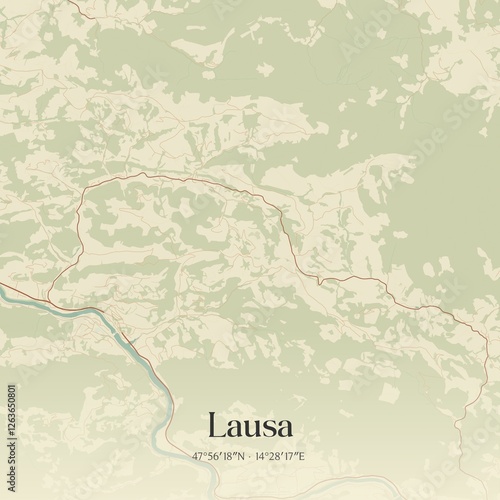 Vintage map of Lausa, Austria. photo