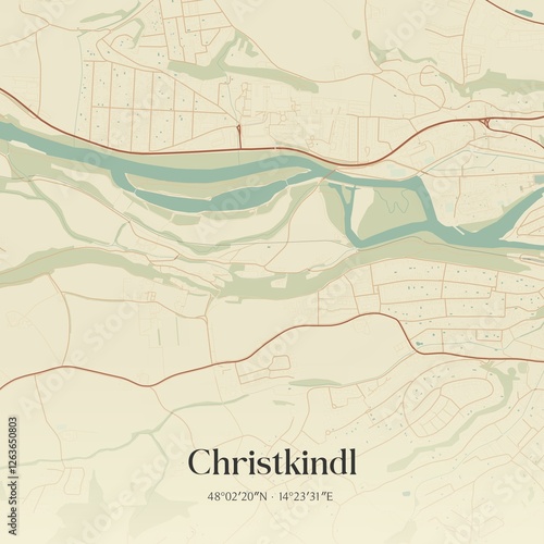 Obraz na płótnie Vintage map of Christkindl, Austria. w salonie