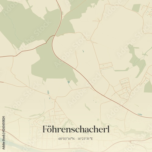 Obraz na płótnie Vintage map of Föhrenschacherl, Austria. w salonie