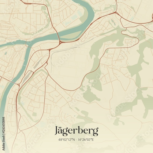 Obraz na płótnie Vintage map of Jägerberg, Austria. w salonie