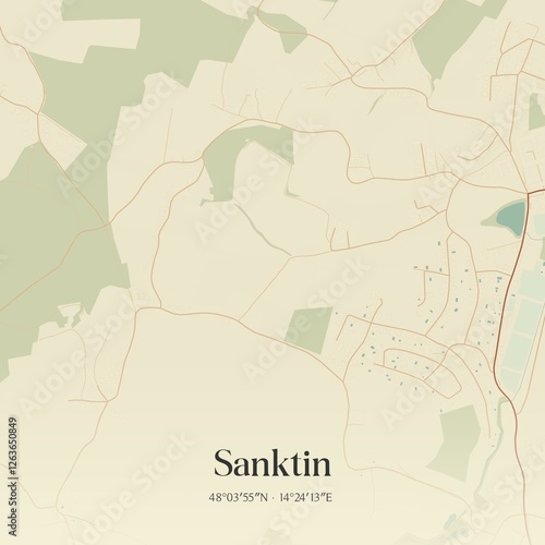 Obraz na płótnie Vintage map of Sanktin, Austria. w salonie