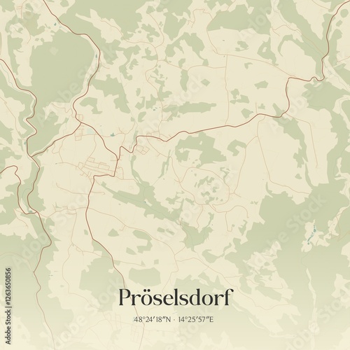 Obraz na płótnie Vintage map of Pröselsdorf, Austria. w salonie