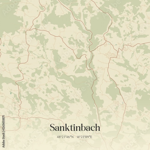 Vintage map of Sanktinbach, Austria.