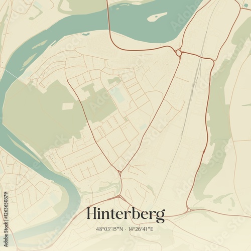 Obraz na płótnie Vintage map of Hinterberg, Austria. w salonie