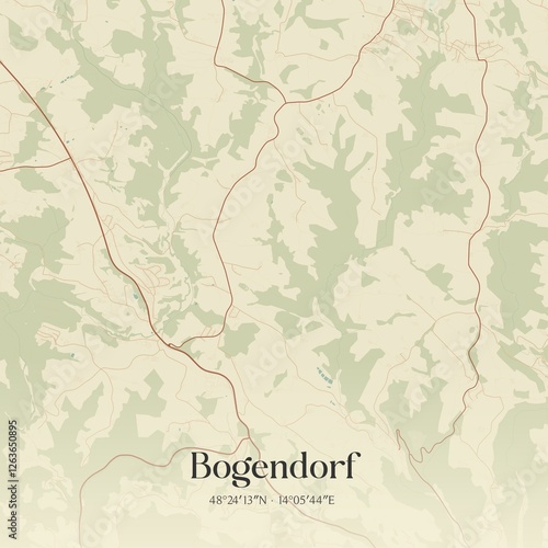 Obraz na płótnie Vintage map of Bogendorf, Austria. w salonie