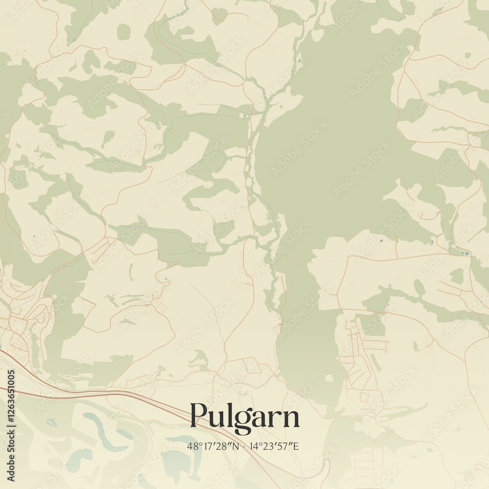 Vintage map of Pulgarn, Austria.