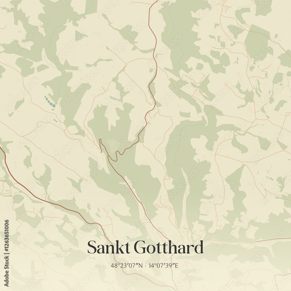 Vintage map of Sankt Gotthard, Austria.